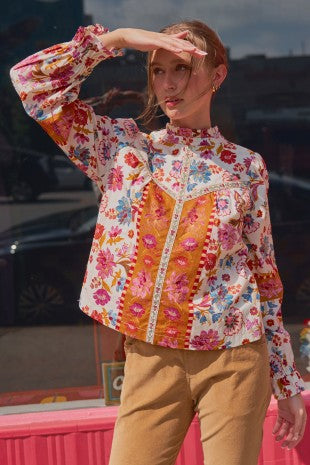 Exclusive Floral Border Print Top