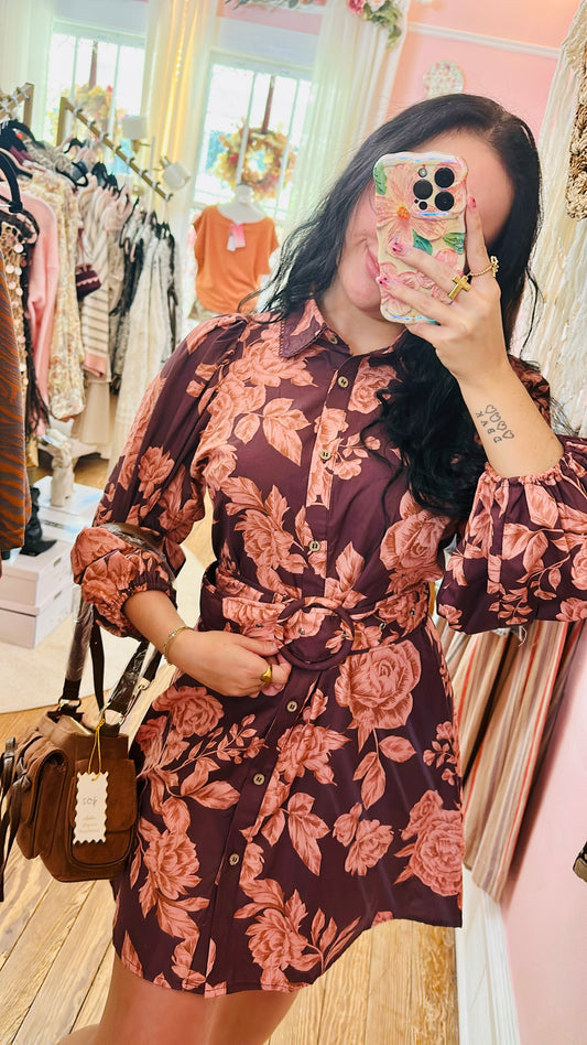 Kaley Floral Belted Mini Dress