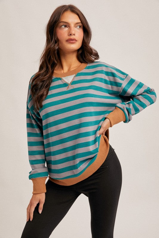 Color Contrast Stripe Sweatshirt