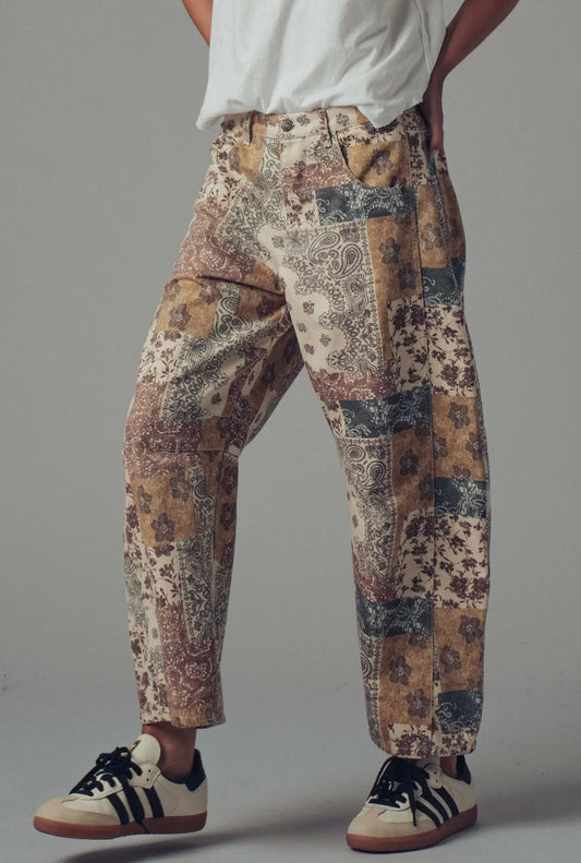 Boho Patchwork Wide Leg Pants