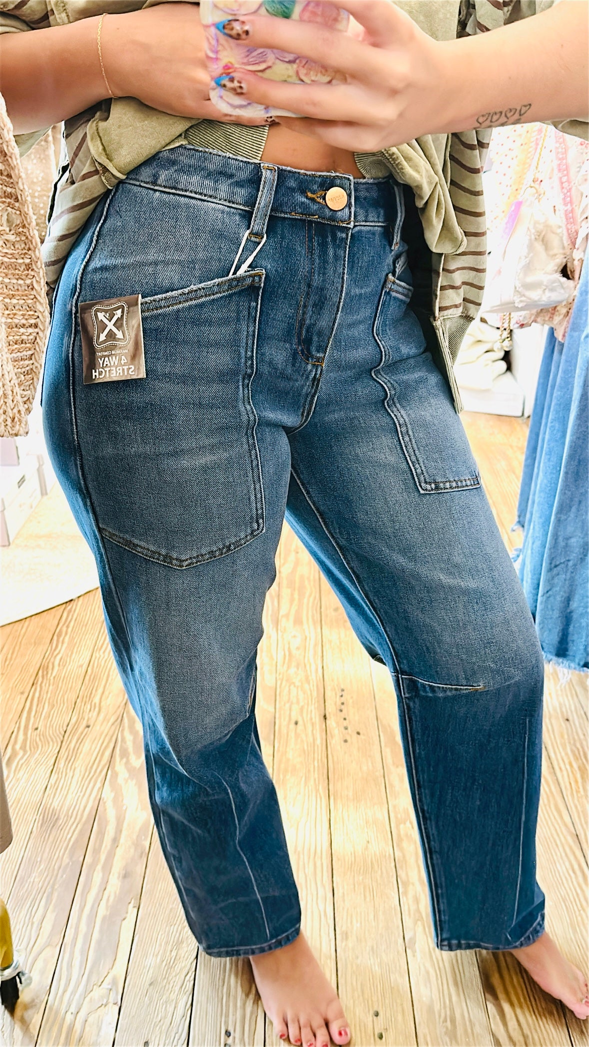 Risen Mid Rise Barrel Jeans