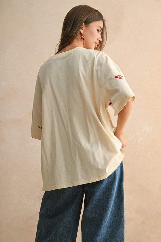 Embroidered Cherry T-Shirt
