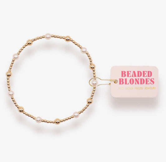 Beaded Blondes-June Gold + Pearl Alternating Bracelet