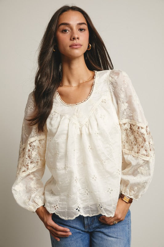 Lace Puff Sleeve Blouse