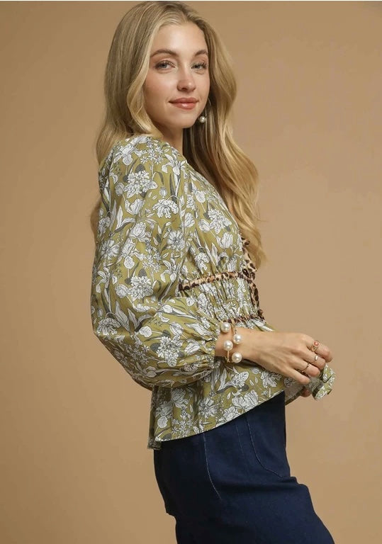 Multi Print Green Top