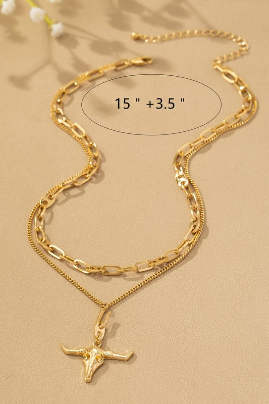 Cow Head Pendant Necklace