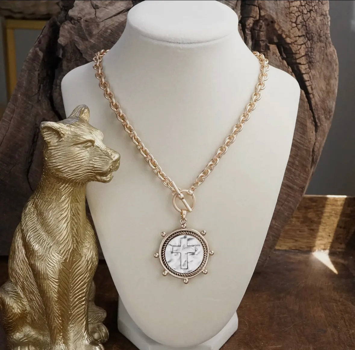 Two Tone Cross Necklace