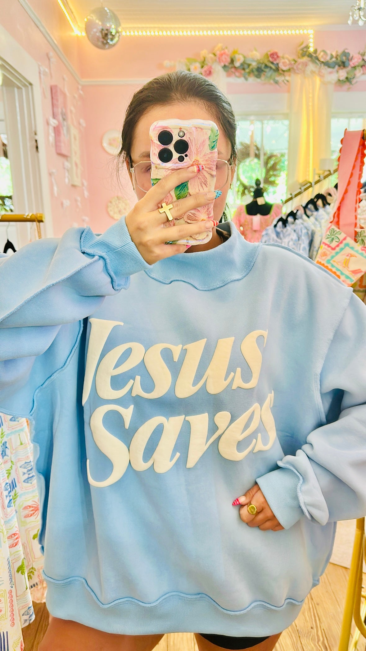 Jesus Saves Mock Neck Sweatshirt