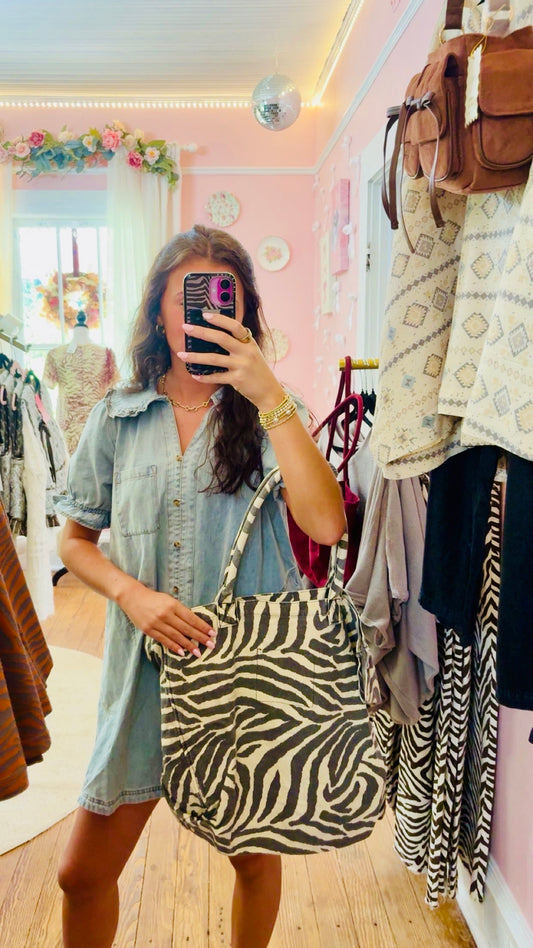 Zebra Canvas Tote Bag