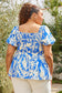 PLUS-Printed Short Sleeve Top