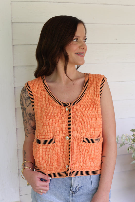 Pearl Button Up Sweater Vest
