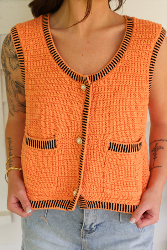 Pearl Button Up Sweater Vest
