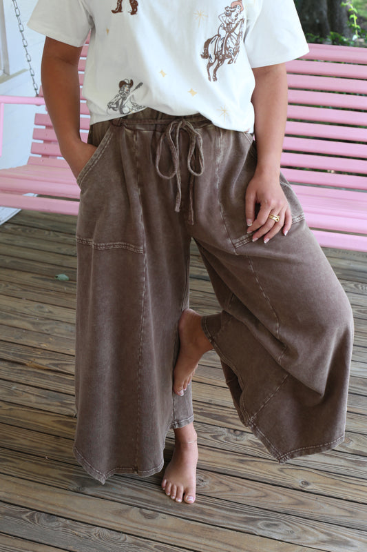 Cropped Brown Lounge Pants