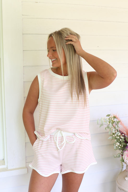 Cotton Candy Pink Stripped Top