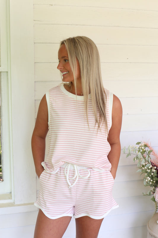 Cotton Candy Pink Stripped Top