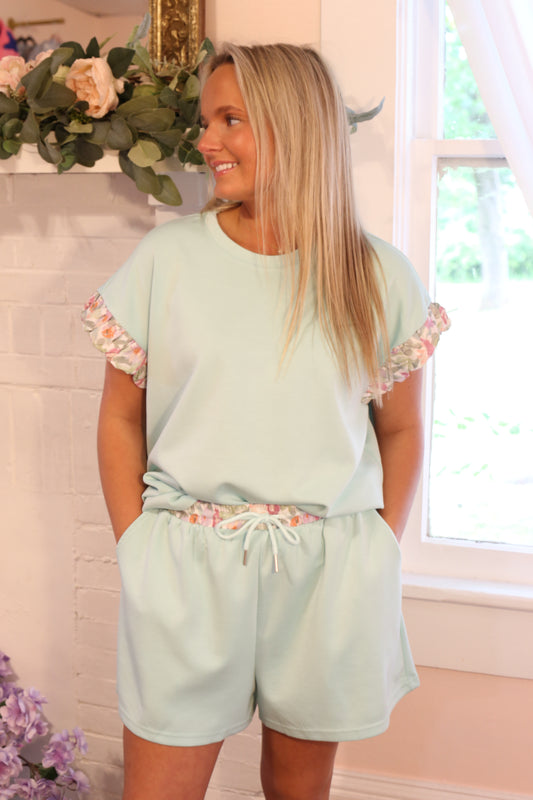 Casual Ruched Solid Set