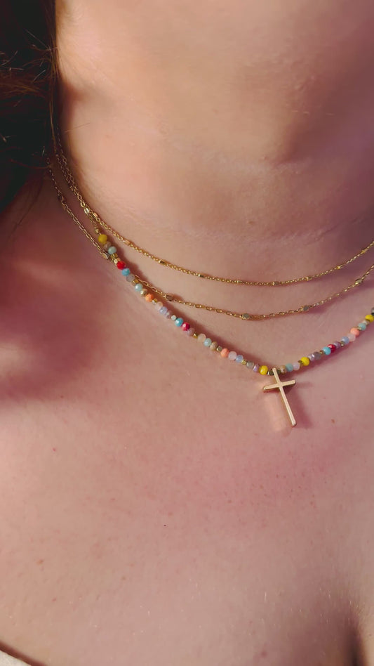 Multi Color Cross Necklace