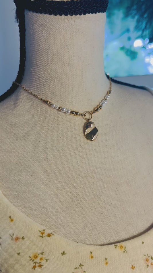 Beated Gold Plate Necklace